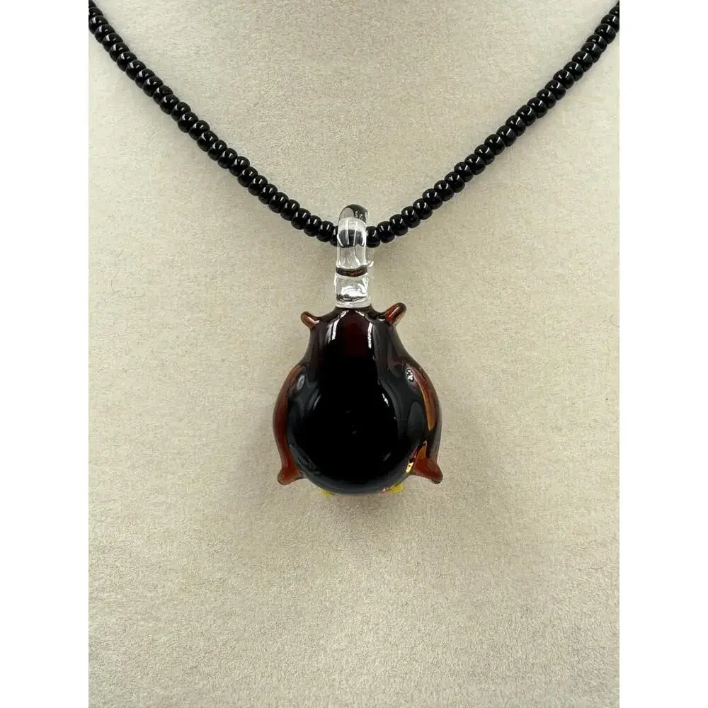 Artisan Handmade Lampwork Art Glass Flower Owl Pendant Beaded Necklace 16 - 19